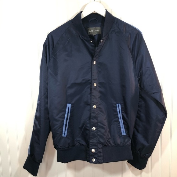 Slate & Stone Men’s Navy Raglan Baseball Jacket M - Picture 1 of 16